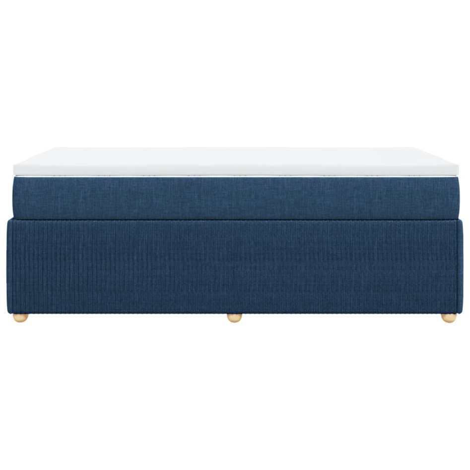 Cama box spring con colchón tela azul 80x200