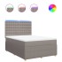 Cama box spring con colchón tela gris taupe 140x190