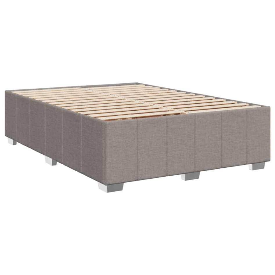 Cama box spring con colchón tela gris taupe 140x190