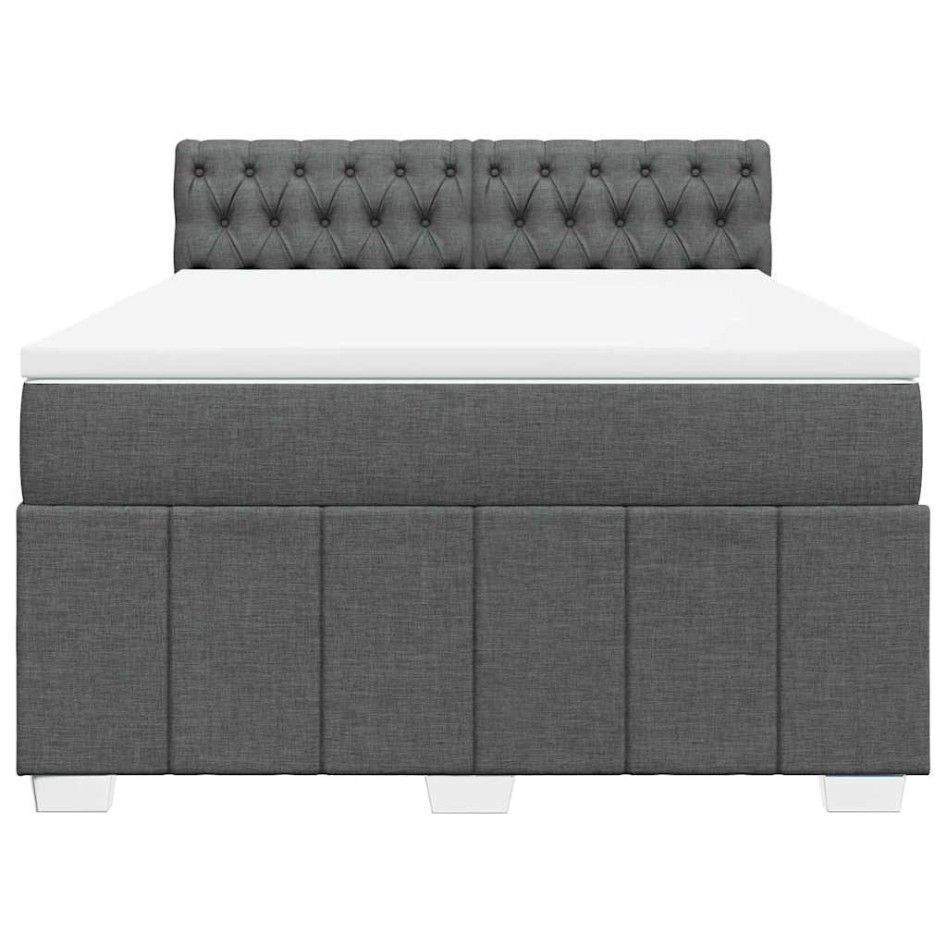 Cama box spring con colchón tela gris oscuro 140x190