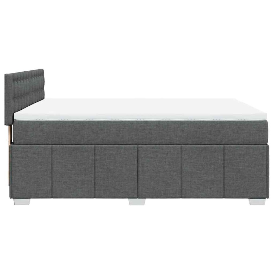 Cama box spring con colchón tela gris oscuro 140x190
