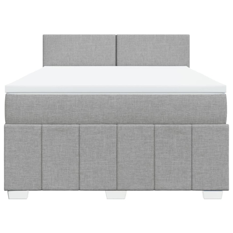Cama box spring con colchón tela gris claro 140x200