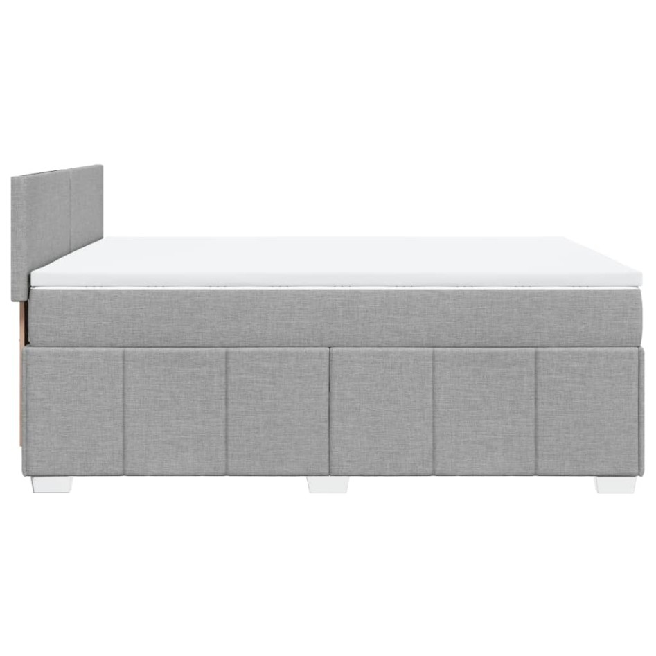 Cama box spring con colchón tela gris claro 140x200