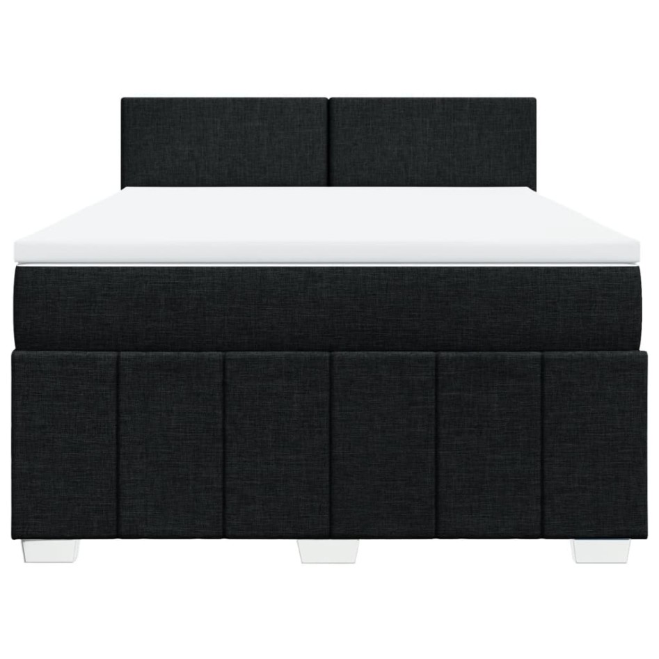 Cama box spring con colchón tela negro 140x200