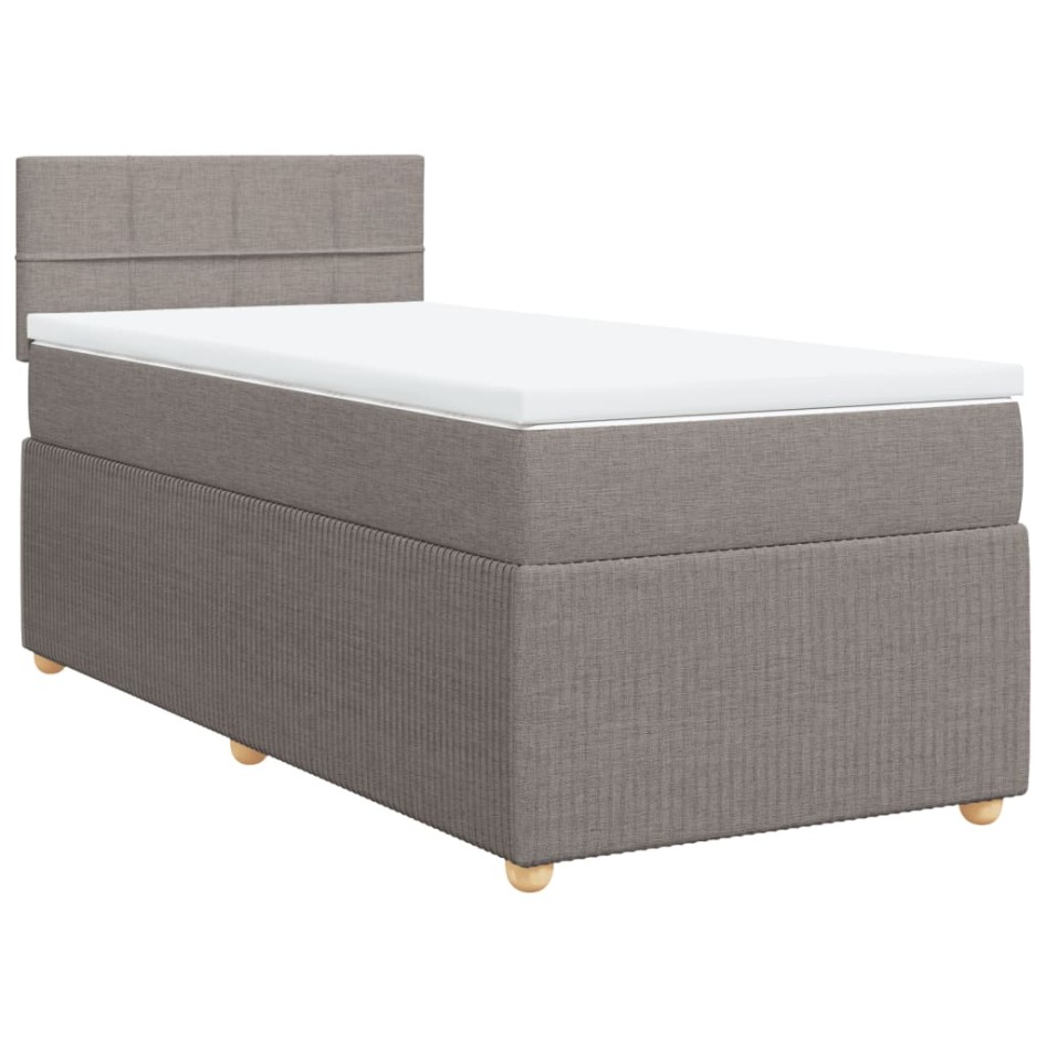 Cama box spring con colchón tela gris taupe 80x200