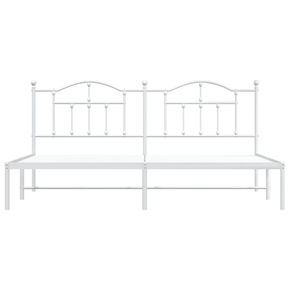 Estructura de cama de metal con cabecero blanco 193x203