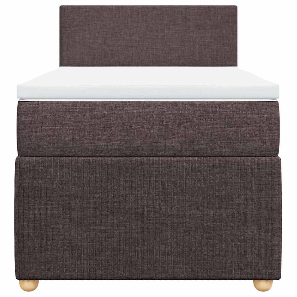 Cama box spring con colchón tela marrón oscuro 90x200