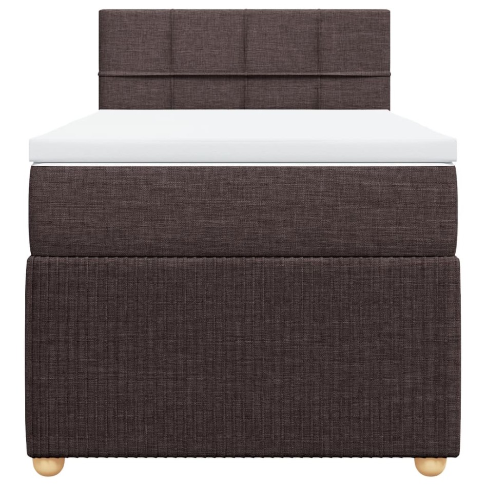 Cama box spring con colchón tela marrón oscuro 90x200