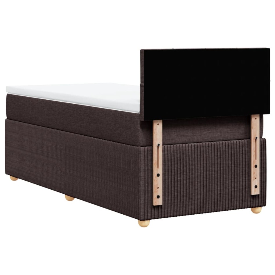 Cama box spring con colchón tela marrón oscuro 90x200