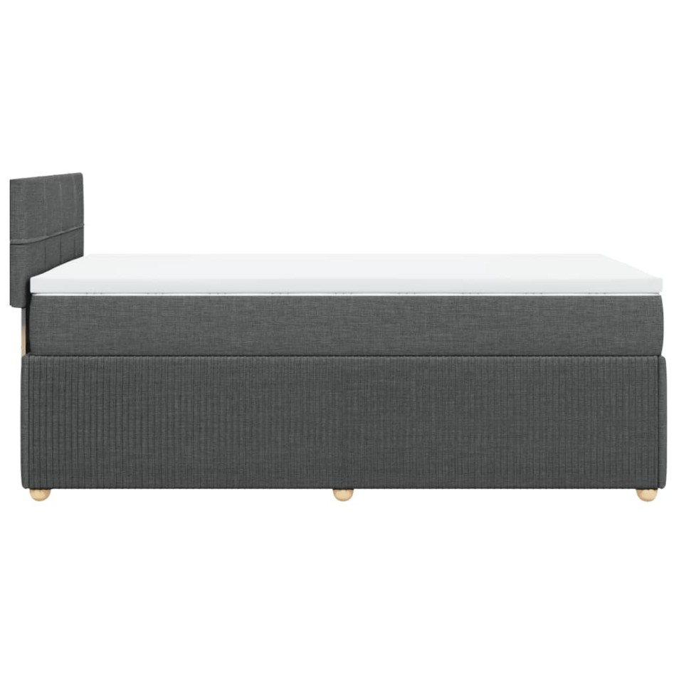 Cama box spring con colchón tela gris oscuro 90x200