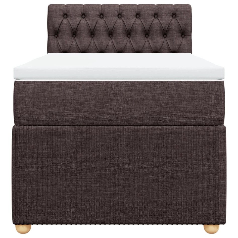 Cama box spring con colchón tela marrón oscuro 90x200