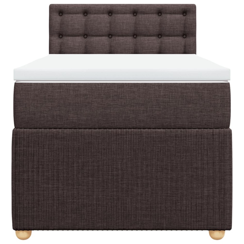 Cama box spring con colchón tela marrón oscuro 90x200