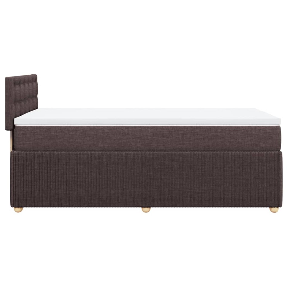 Cama box spring con colchón tela marrón oscuro 90x200