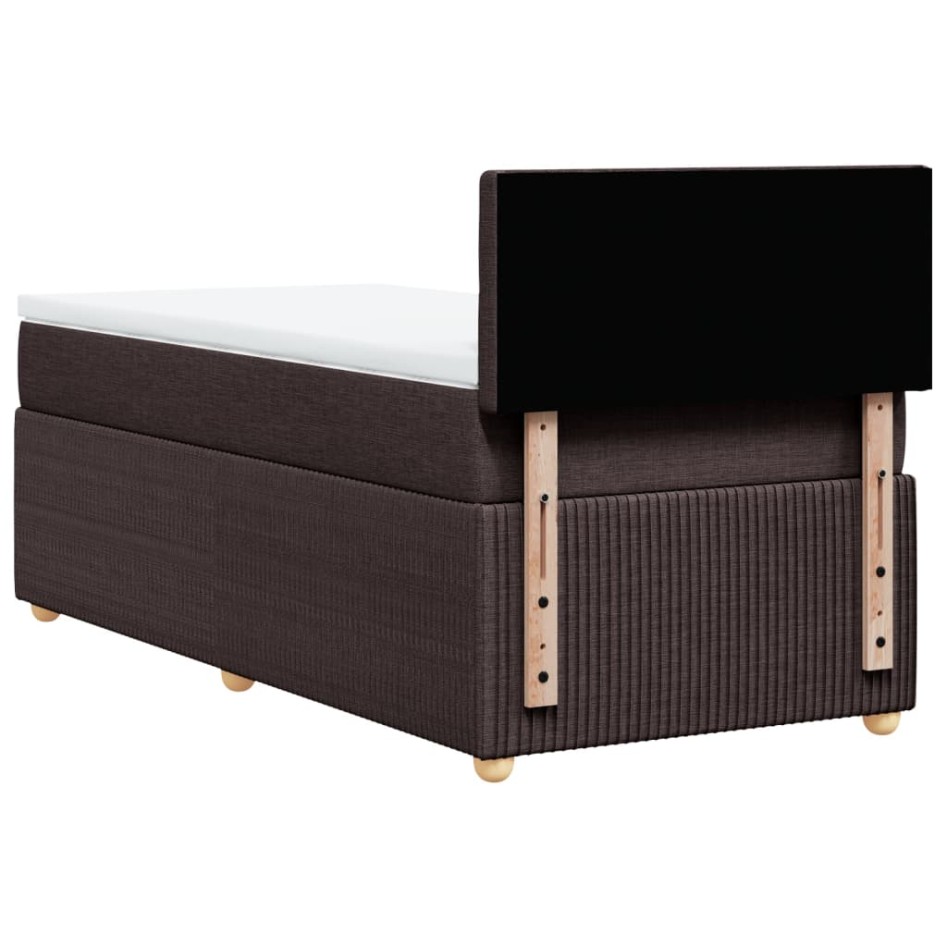 Cama box spring con colchón tela marrón oscuro 90x200