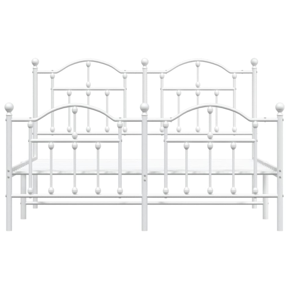 Estructura cama metal con cabecero y estribo blanco 135x190