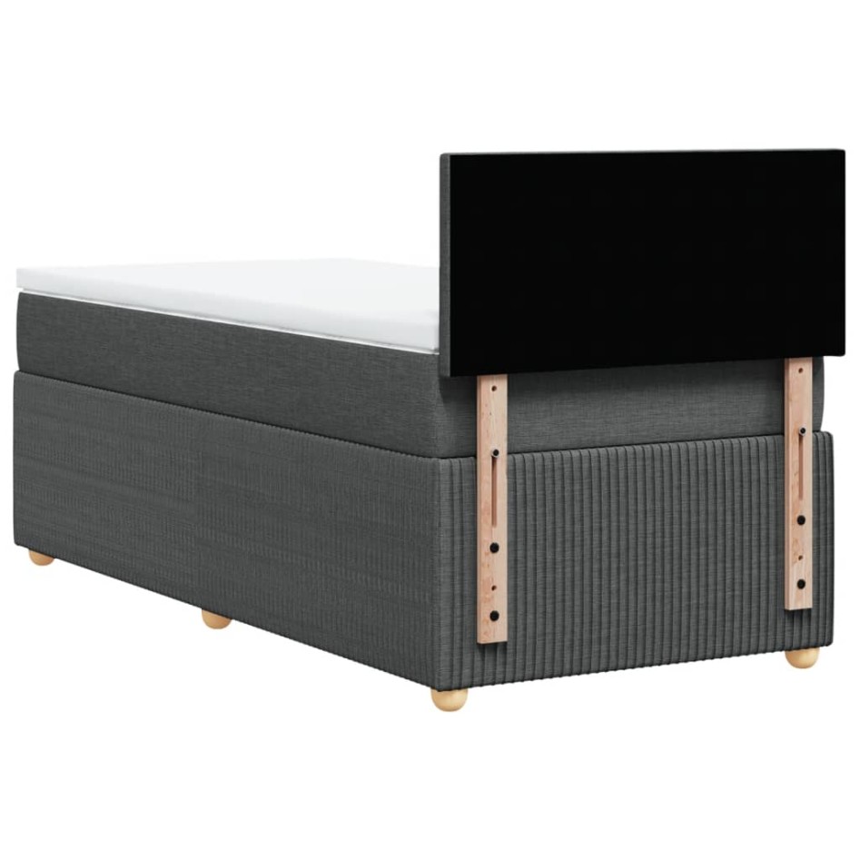 Cama box spring con colchón tela gris oscuro 100x200