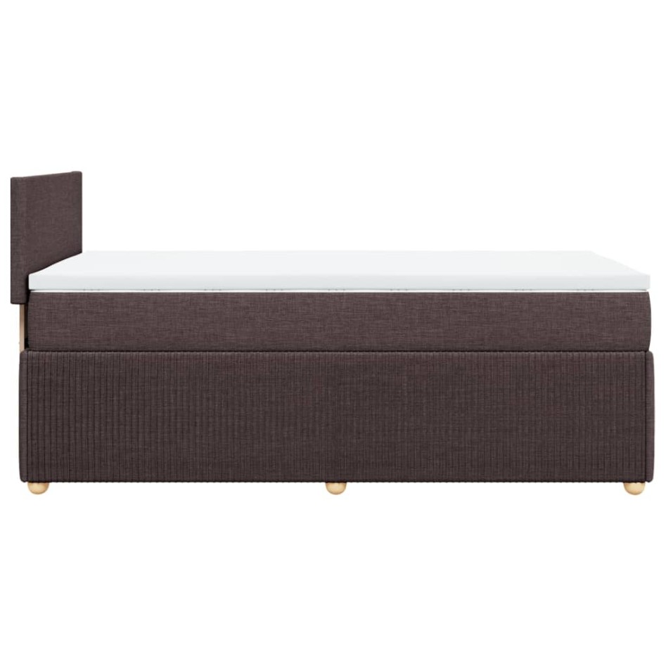 Cama box spring con colchón tela marrón oscuro 100x200
