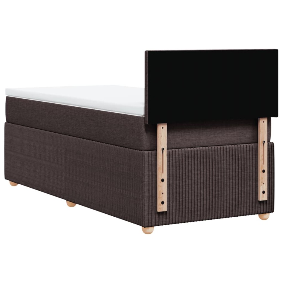 Cama box spring con colchón tela marrón oscuro 100x200