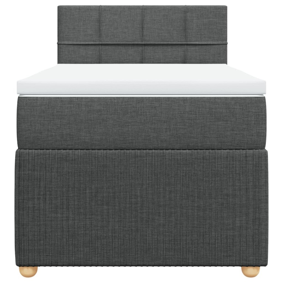 Cama box spring con colchón tela gris oscuro 100x200