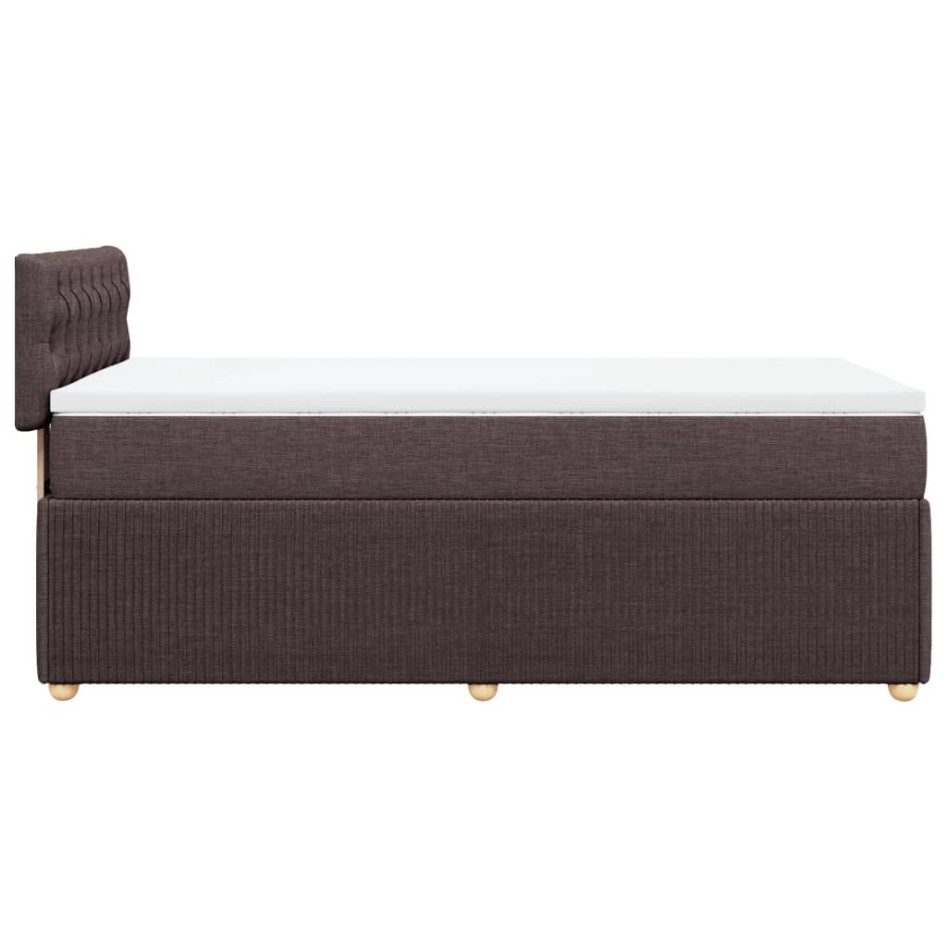 Cama box spring con colchón tela marrón oscuro 100x200