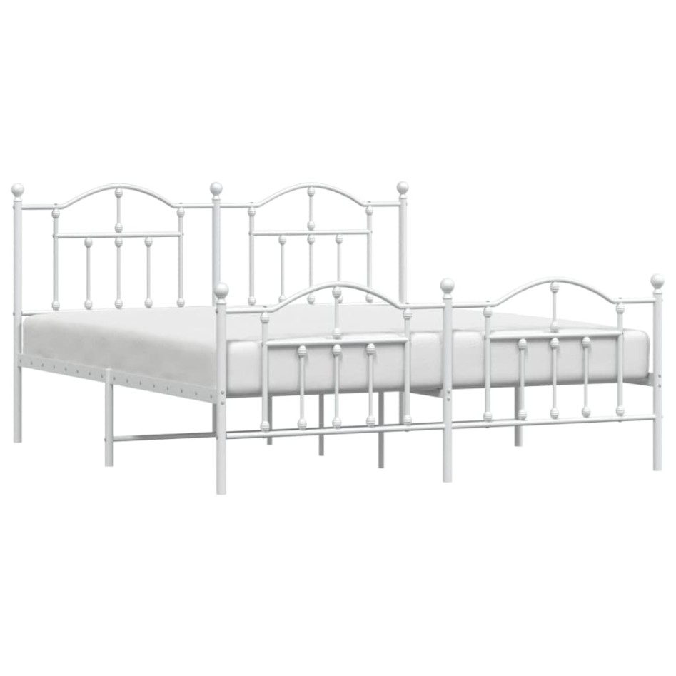 Estructura cama metal con cabecero y pie cama blanco 183x213