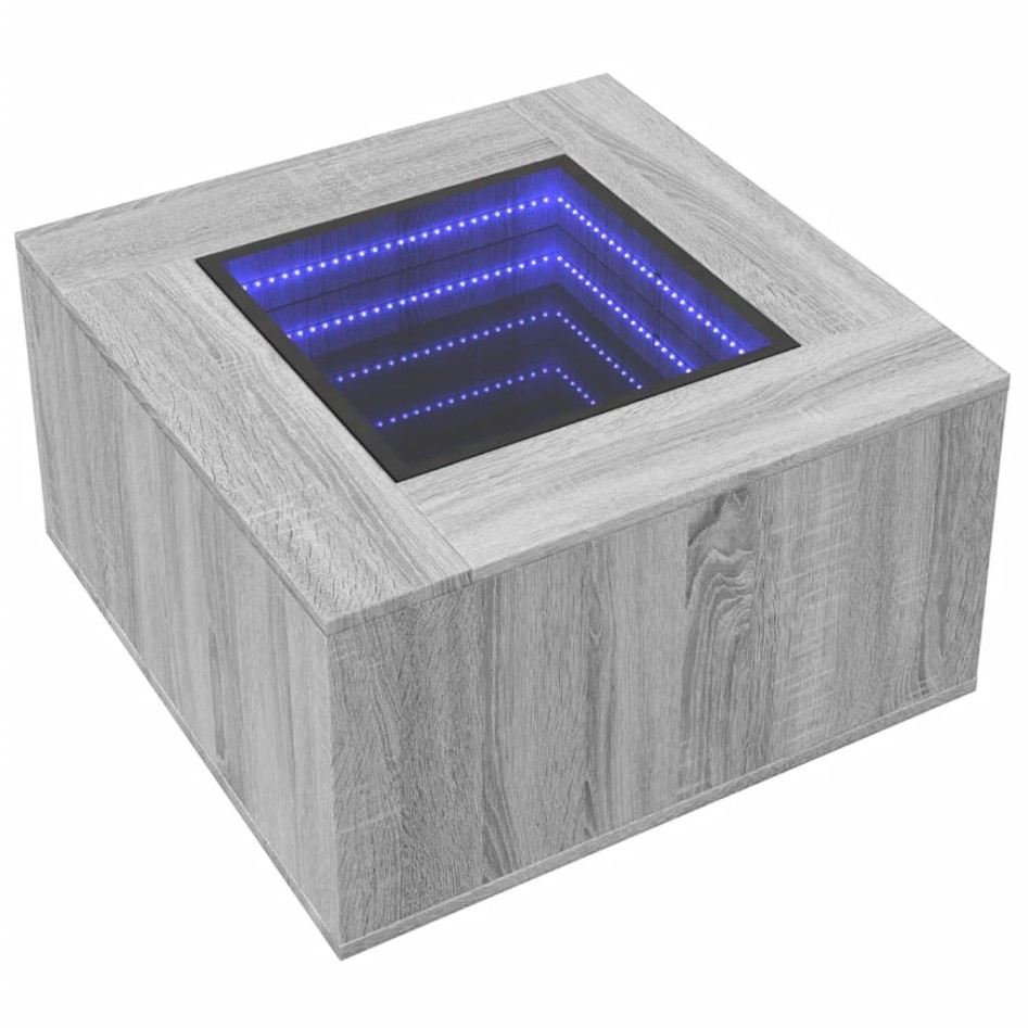 Mesa de centro y LED madera ingeniería gris Sonoma 60x60x40
