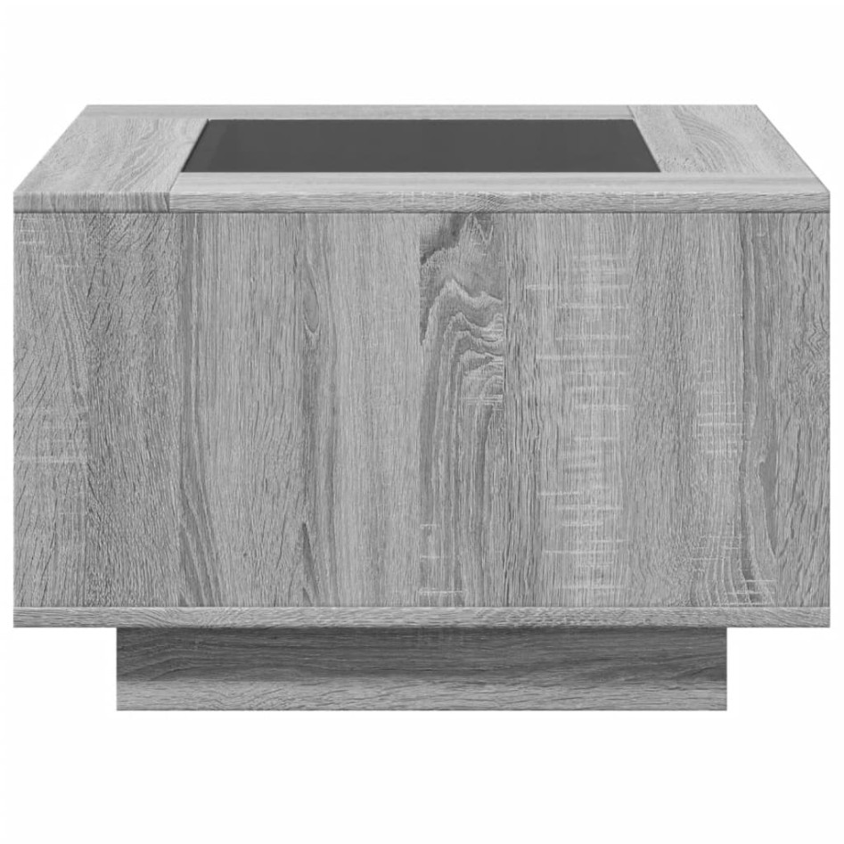 Mesa de centro y LED madera ingeniería gris Sonoma 60x60x40