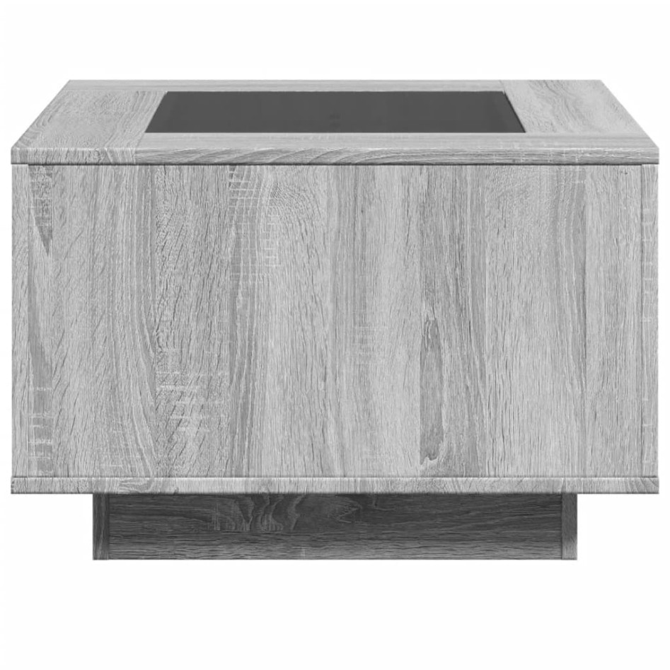 Mesa de centro y LED madera ingeniería gris Sonoma 60x60x40