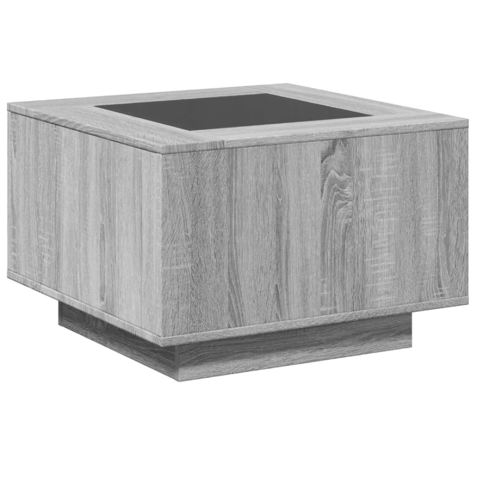 Mesa de centro y LED madera ingeniería gris Sonoma 60x60x40