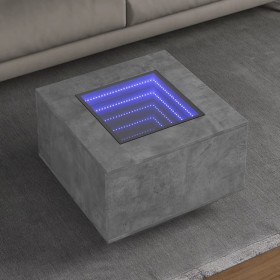 Mesa de centro y LED madera ingeniería gris hormigón