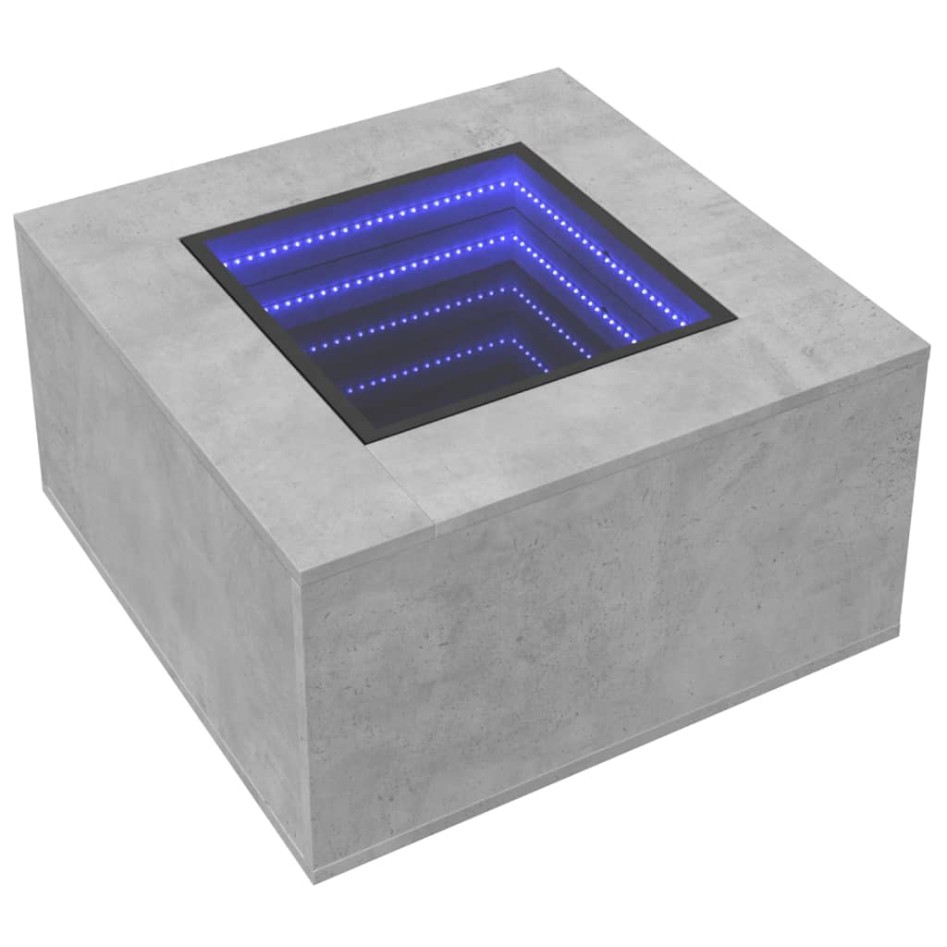Mesa de centro y LED madera ingeniería gris hormigón