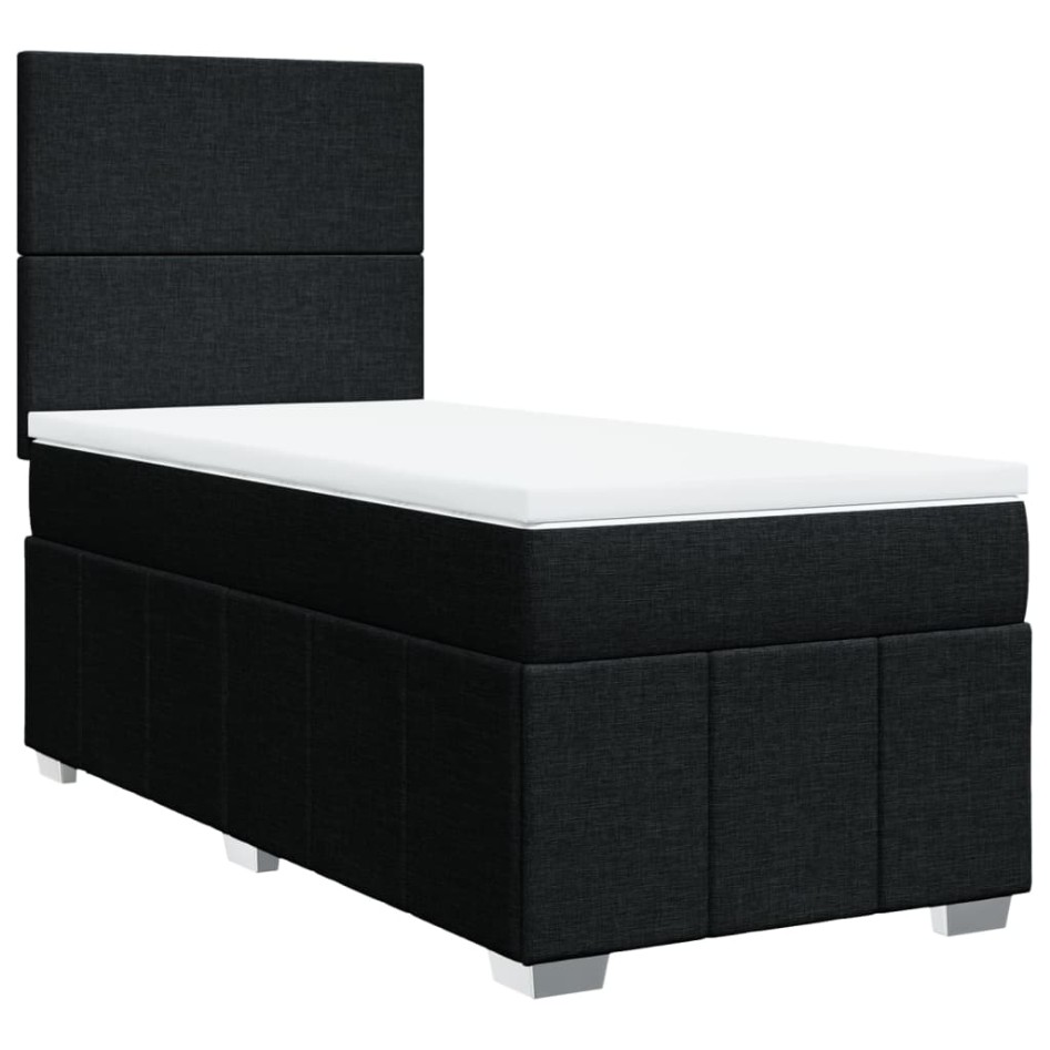 Cama box spring con colchón tela negro 100x200