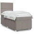 Cama box spring con colchón tela gris taupe 100x200