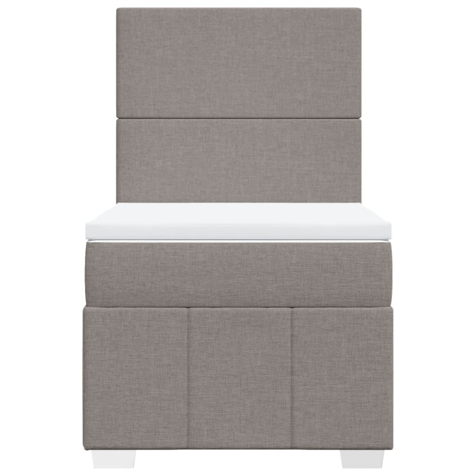 Cama box spring con colchón tela gris taupe 100x200