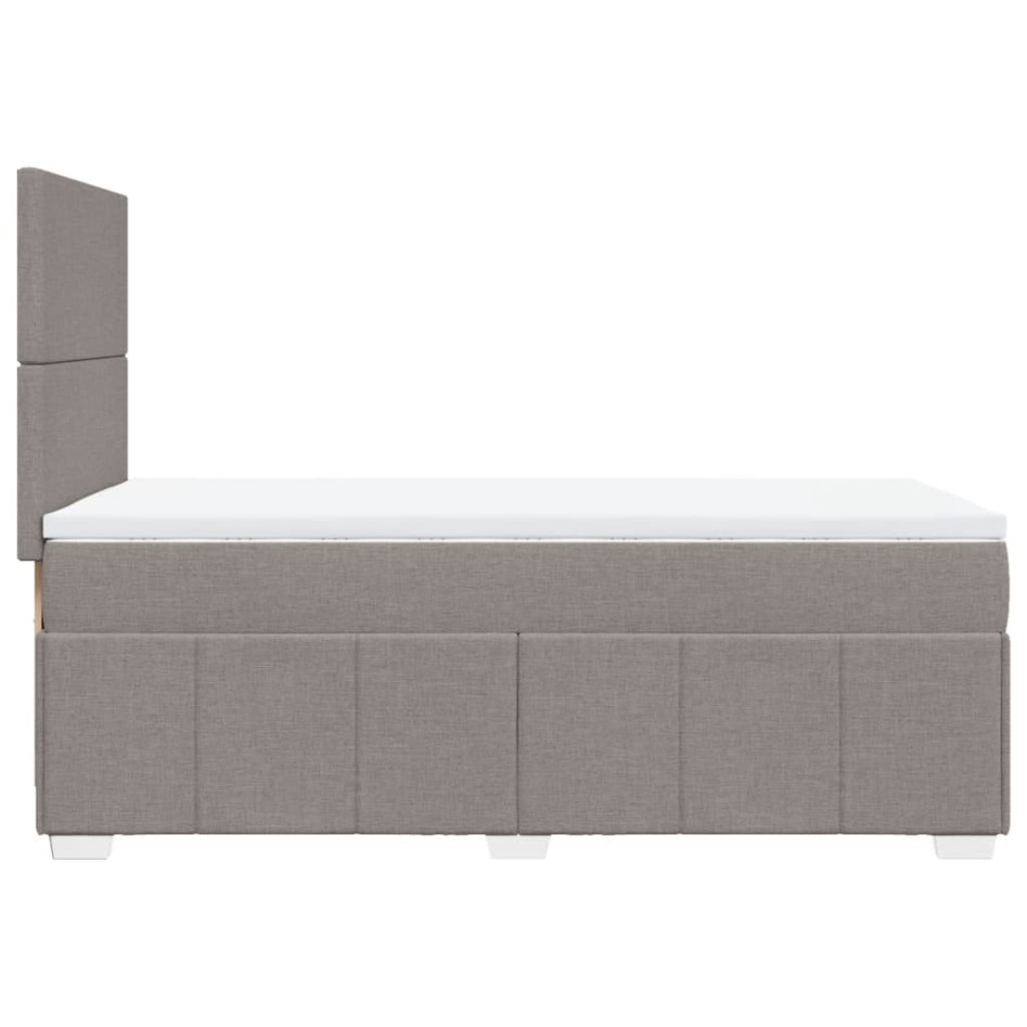 Cama box spring con colchón tela gris taupe 100x200