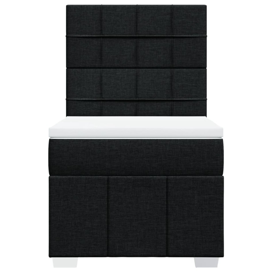 Cama box spring con colchón tela negro 100x200