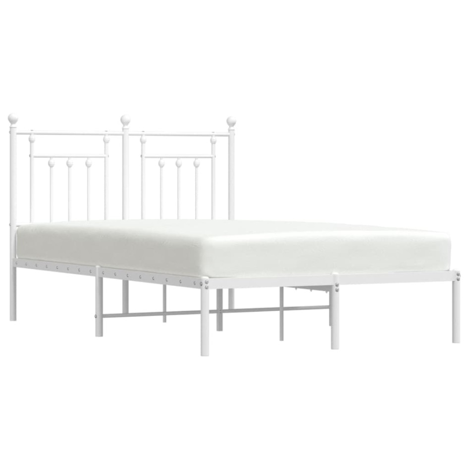 Estructura de cama de metal con cabecero blanca 135x190