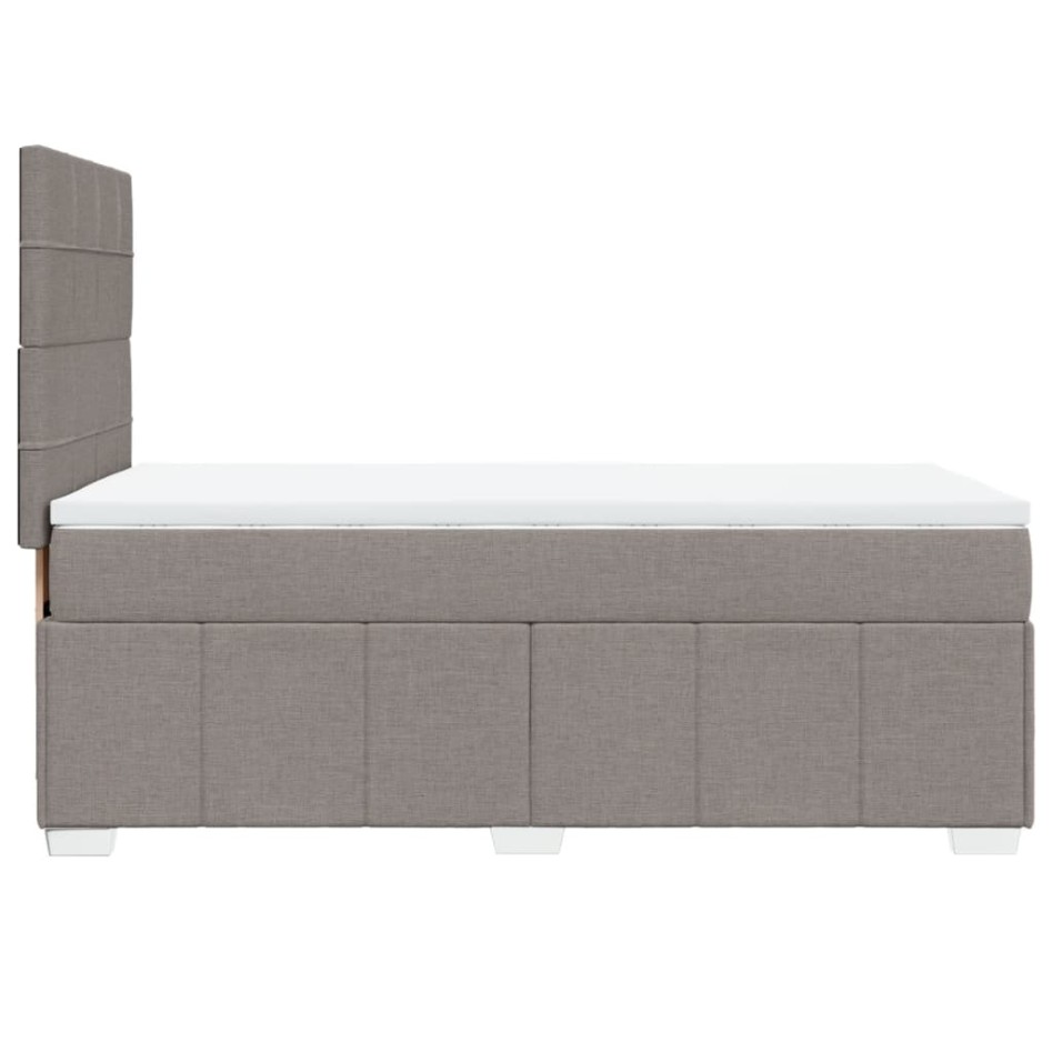 Cama box spring con colchón tela gris taupe 100x200