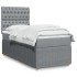 Cama box spring con colchón tela gris claro 80x200