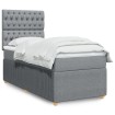 Cama box spring con colchón tela gris claro 80x200 cm