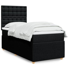 Cama box spring con colchón tela negro 80x200