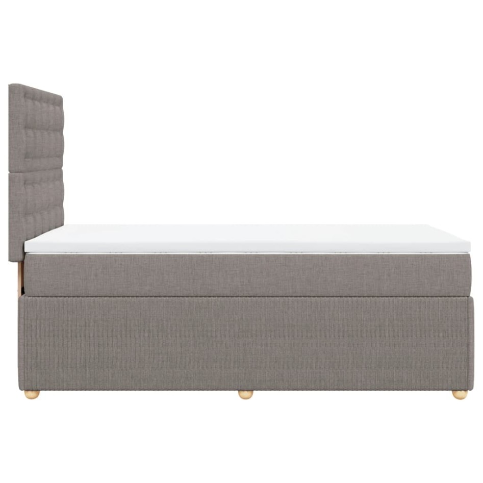 Cama box spring con colchón tela gris taupe 80x200
