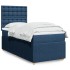 Cama box spring con colchón tela azul 80x200