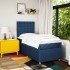 Cama box spring con colchón tela azul 80x200