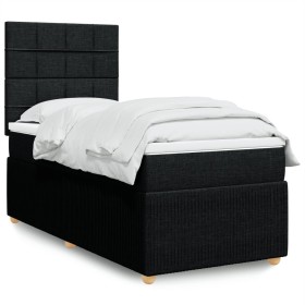 Cama box spring con colchón tela negro 90x200