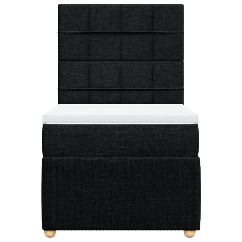 Cama box spring con colchón tela negro 90x200