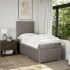 Cama box spring con colchón tela gris taupe 90x200