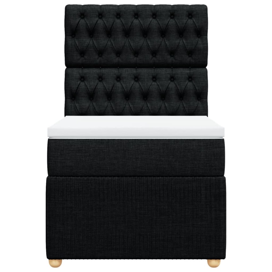 Cama box spring con colchón tela negro 90x200