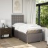 Cama box spring con colchón tela gris taupe 90x200