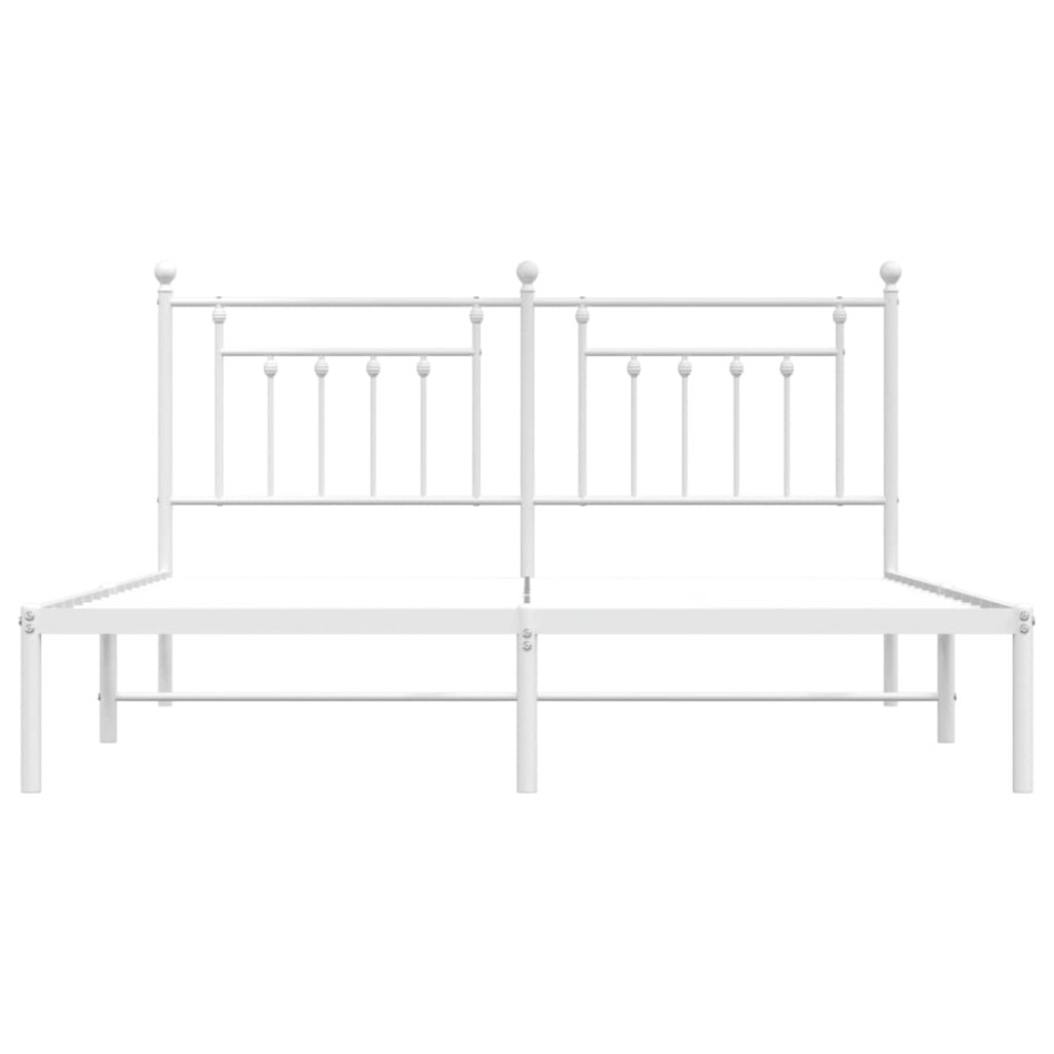 Estructura de cama de metal con cabecero blanco 183x213